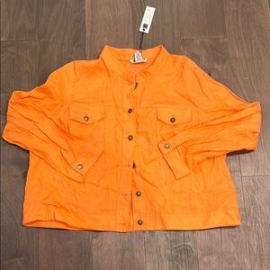 Women’s plus size orange linen Jacket